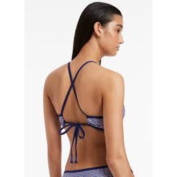 JETS AMOUDI Soft Triangle Bikini TOP Navy Blue White Sapphire J40525 US 8 Med - Picture 3 of 4